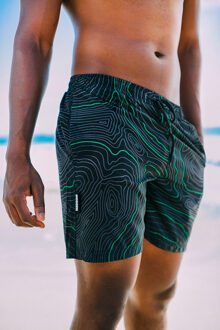 Zwembroek voor Heren, Strepen, Casual Boardshorts, Lijnenpatroon Groen - 5XL