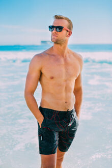 Zwembroek voor Heren, Strepen, Casual Boardshorts, Lijnenpatroon Rood - 4XL