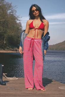 Zwemkleding Essentials Strik-Voorzijde Driehoek Bikini Top, Red - 40