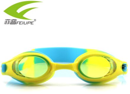 Zwemmen Bril Kids Anti-Fog Hd Zwemmen Bril Voor Kinderen Waterdichte Siliconen Transparant Zwembril Professionele geel-blauw