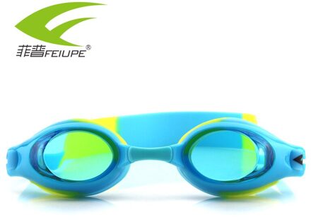 Zwemmen Bril Kids Anti-Fog Hd Zwemmen Bril Voor Kinderen Waterdichte Siliconen Transparant Zwembril Professionele meer-blauw-geel