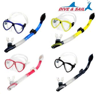 Zwemmen Duiken Scuba Anti-Fog Goggles Siliconen Ma Sk Snorkelen Bril + Snorkel Set Rood