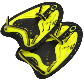 Zwemmen Peddels Training Pro Verstelbare Siliconen Hand Zwemvliezen Handschoenen Padel Vinnen Flippers voor Mannen Vrouwen Kinderen Leren Gear GMT601 Geel / S