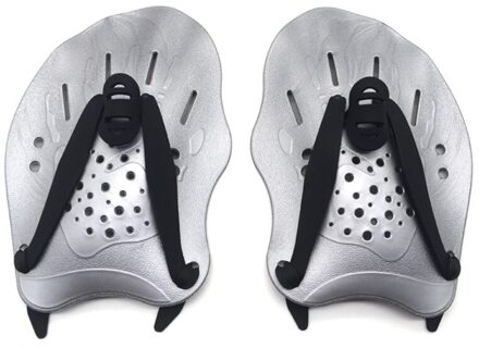 Zwemmen Peddels Training Verstelbare Hand Zwemvliezen Handschoenen Pad Vinnen Flippers Voor Mannen Vrouwen Kinderen zilver