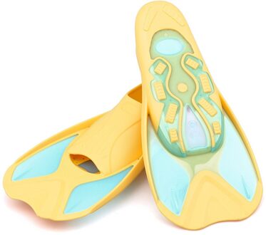 Zwemmen Vinnen Meisjes Jongens Snorkelen Voet Flippers Kinderen Duiken Vinnen Beginner Zwemmen Apparatuur Draagbare Kids Duiken Flippers geel blauw / 3XS