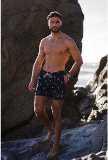 Zwemshort heren met pelikaan print Blauw