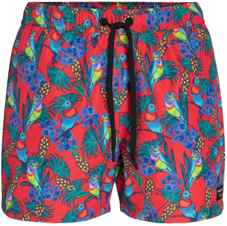 zwemshort met all over print rood - S