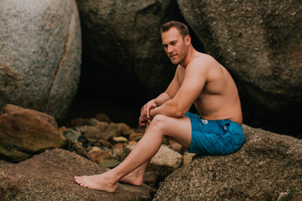 Zwemshort voor heren met patroonstrepen Blauw - 2XL