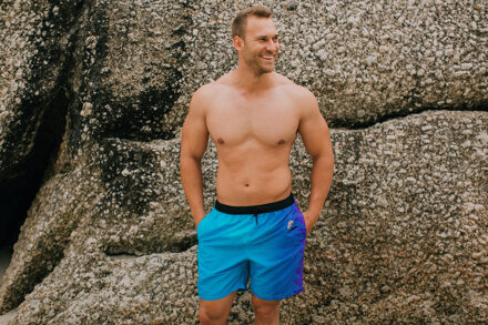 Zwemshort voor Heren met Patroonstrepen Blauw Paars - S