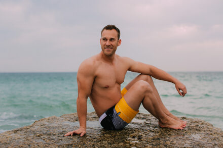 Zwemshort voor Heren met Patroonstrepen Geel - 2XL