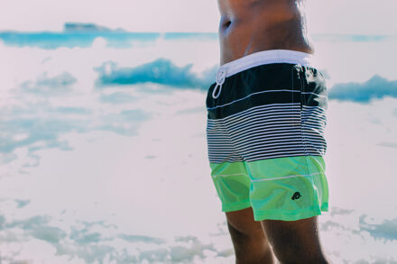 Zwemshort voor Heren met Patroonstrepen Groen Zwart - 3XL