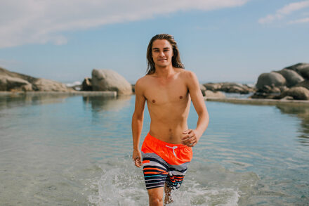 Zwemshort voor heren met patroonstrepen Oranje - L