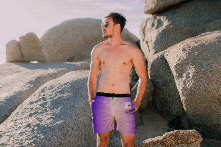 Zwemshort voor Heren met Patroonstrepen Paars - XL