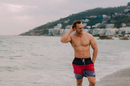 Zwemshort voor heren met patroonstrepen rood - 4XL