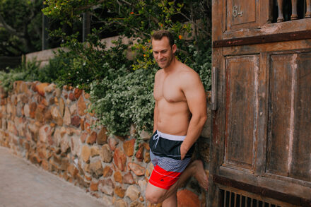 Zwemshort voor Heren met Patroonstrepen Rood - XL