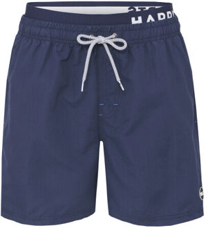 Zwemshorts heren dubbele waistband effen navy - maat L Blauw