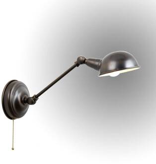 Zwenkbare wandlamp Anno 1900 Gebronsd messing, wit
