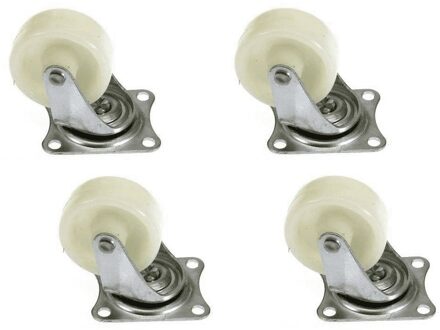 Zwenkwieltjes - 4x - wit - 50 mm