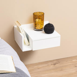Zwevend Nachtkastje 'Cecilie' met vakje, kleur Wit