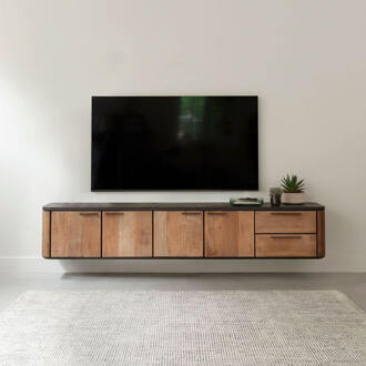 Zwevend TV-meubel 'Soho' Teakhout en betonlook, 230cm - 230 cm