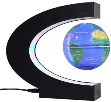Zwevende Globe Magnetische Globe World Map Magnetische Levitatie Globes C-Frame Led Engels Blauw Globe Voor Kids US plug