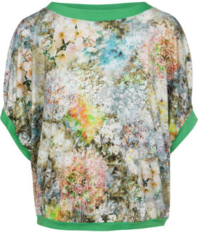Zwierige top met bloemenprint - maat Groen
