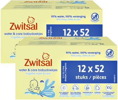 Zwitsal Billendoekjes- Water & Care met Zwitsalgeur - 1248 babydoekjes - 24 x 52 stuks