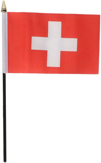 Zwitserland - mini vlaggetje van 10 x 15 cm op stokje - Landen vlag - H27 cm Multi