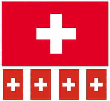 Zwitserland versiering/feestartikelen set - vlag 90 x 150 cm - vlaggenlijn van 300 cm - landen