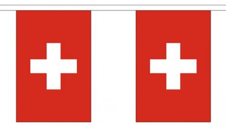 Zwitserland vlaggenlijn van stof 3 m Multi