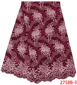 Zwitserse Kant Stof Afrikaanse Kano Katoen Voile Zwitserse Kant in Zwitserland met Stones voor Jurken KS2758B-5 afbeelding 3