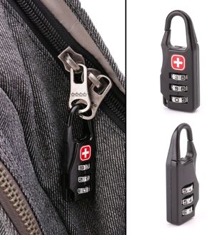 Zwitserse Kruis Symbool Combinatie Veilig Code Mini Hangslot Voor Bagage Rits Rugzak Tas Koffer Lade