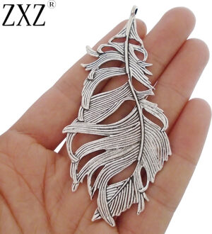 Zxz 2 Pcs Grote Veer Leaf Bedels Hangers Voor Sieraden Maken Bevindingen 85x42mm