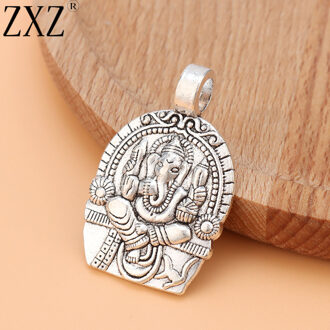 Zxz 5Pcs Tibetaans Zilveren Ganesha Olifant God Van Beginnings Bedels Hangers Sieraden Bevindingen 38x24mm