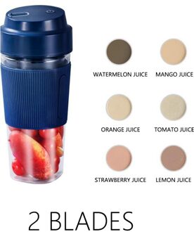 Zyportable Elektrische Juicer Blender Usb Mini Fruit Mixers Sapcentrifuge Fruit Extractoren Multifunctionele Sap Maker Machine blauw 2 Blades