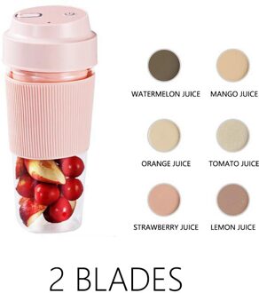 Zyportable Elektrische Juicer Blender Usb Mini Fruit Mixers Sapcentrifuge Fruit Extractoren Multifunctionele Sap Maker Machine roze 2 Blades