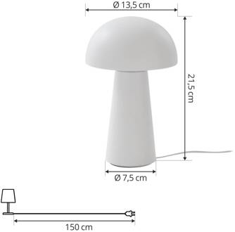 Zyre LED oplaadbare tafellamp, wit, IP44, touchdimmer