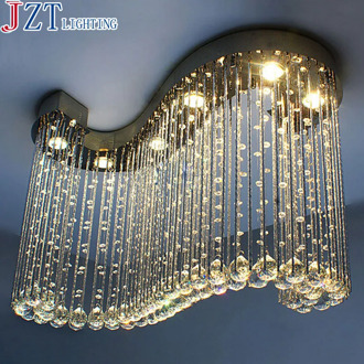 ZYY Modern S Shaped Clear Crystal Chandelier Light Lamp Pendant Hanging Suspension for Living Room Shop Hotel Decoration