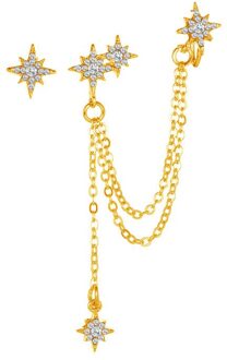 Zyzq Metalen Kwastje Strass Achtpuntige Ster Stud Oor Manchet Clip Op Oorbellen Voor Vrouwen Pierced Minimalistische Mode-sieraden QW-EH-2715