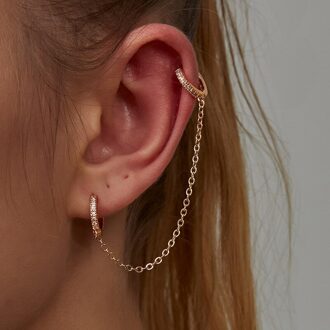 Zyzq Metalen Kwastje Strass Achtpuntige Ster Stud Oor Manchet Clip Op Oorbellen Voor Vrouwen Pierced Minimalistische Mode-sieraden QW-EH-DZ595