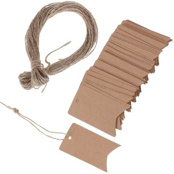 100PCS Natuurlijke Bruin Kraftpapier Tags Met Jute touw Voor DIY Ambachten Prijskaartjes Bagage Tags Naam Tags