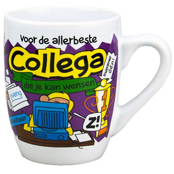 123 Kado koffiemokken Cartoon cadeau koffie mok/beker - voor de allerbeste collega - 300 ml - koffiebekers/feestartikelen