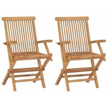 2Pcs Teak Garden Chairs Set for Garden or Patio - 55 x 60 x 89 cm