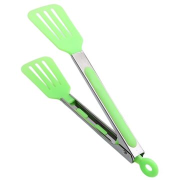 3 Kleuren Bbq Gereedschap 9 Inch Bbq Tang Siliconen Rubberen Handvat Keuken Vlees Tong Barbecue Clip Klem Roestvrij Staal Voedsel tang groen