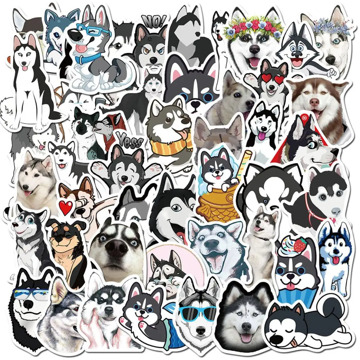 50 pcs/set Cute Cartoon Husky Shiba Pet Dog PVC Waterproof Stationery Stickers Travel Luggage Sticker Scrapbooking Diy Craft