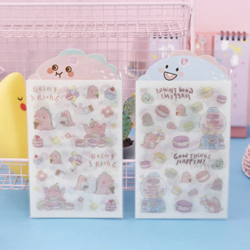 6 pcs/set Cute Kawaii Macaroon Dinosaur Washi Paper Sticker Scrapbooking Diy Diary Sticker Stationery Gift Sticker Set