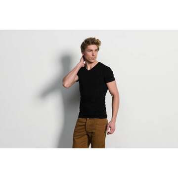 6620 - 2-pack Heren T-shirt V-Hals Zwart Stretch - M