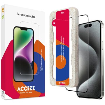 Accezz Gehard Glas Full Cover Screenprotector met applicator iPhone 15 Pro Max Smartphone screenprotector Transparant