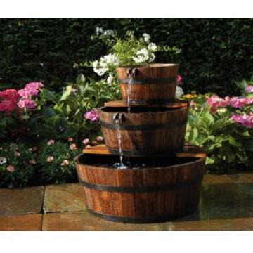 AcquaArte Watervalfontein 3 houtvaten Bruin