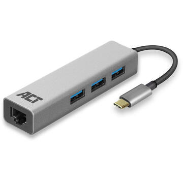 ACT USB-C 3-poorts hub met ethernet